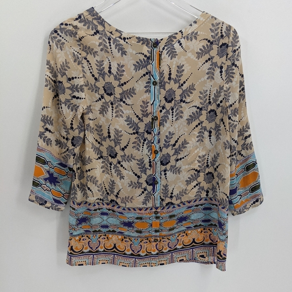 Maeve Sidney Button Back Silk Patterned Top Blouse - Picture 5 of 9